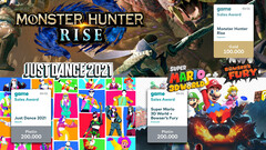 game Sales Awards März 2021: Just Dance 2021, Super Mario Bowser&#039;s Fury und Monster Hunter Rise.