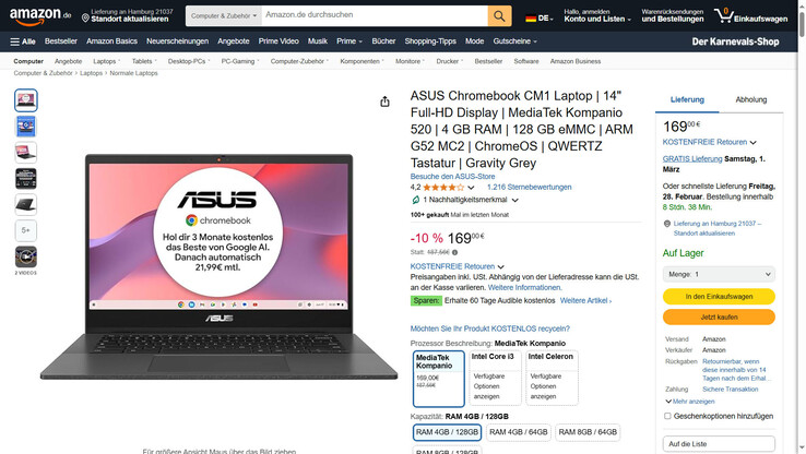 Asus Chromebook mit ARM SoC und langen Laufzeiten im Angebot für 169