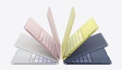 MacBook Neo in Silber, Rosa, Zitrus und Indigo