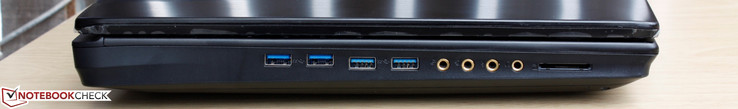 linke Seite: 4x USB 3.0, Mikrofon, S/PDIF, Line-In, Line-Out