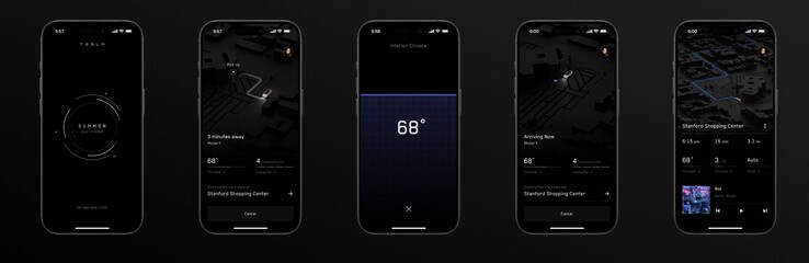 Benutzeroberfläche des Ride-Hailing-Dienstes in der Tesla-App