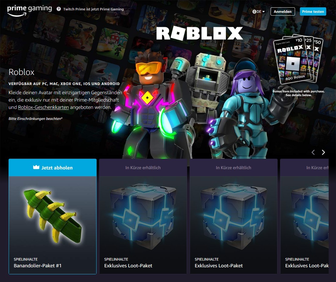 Roblox e  Prime Gaming, quanti omaggi: ecco come riscattarli gratis