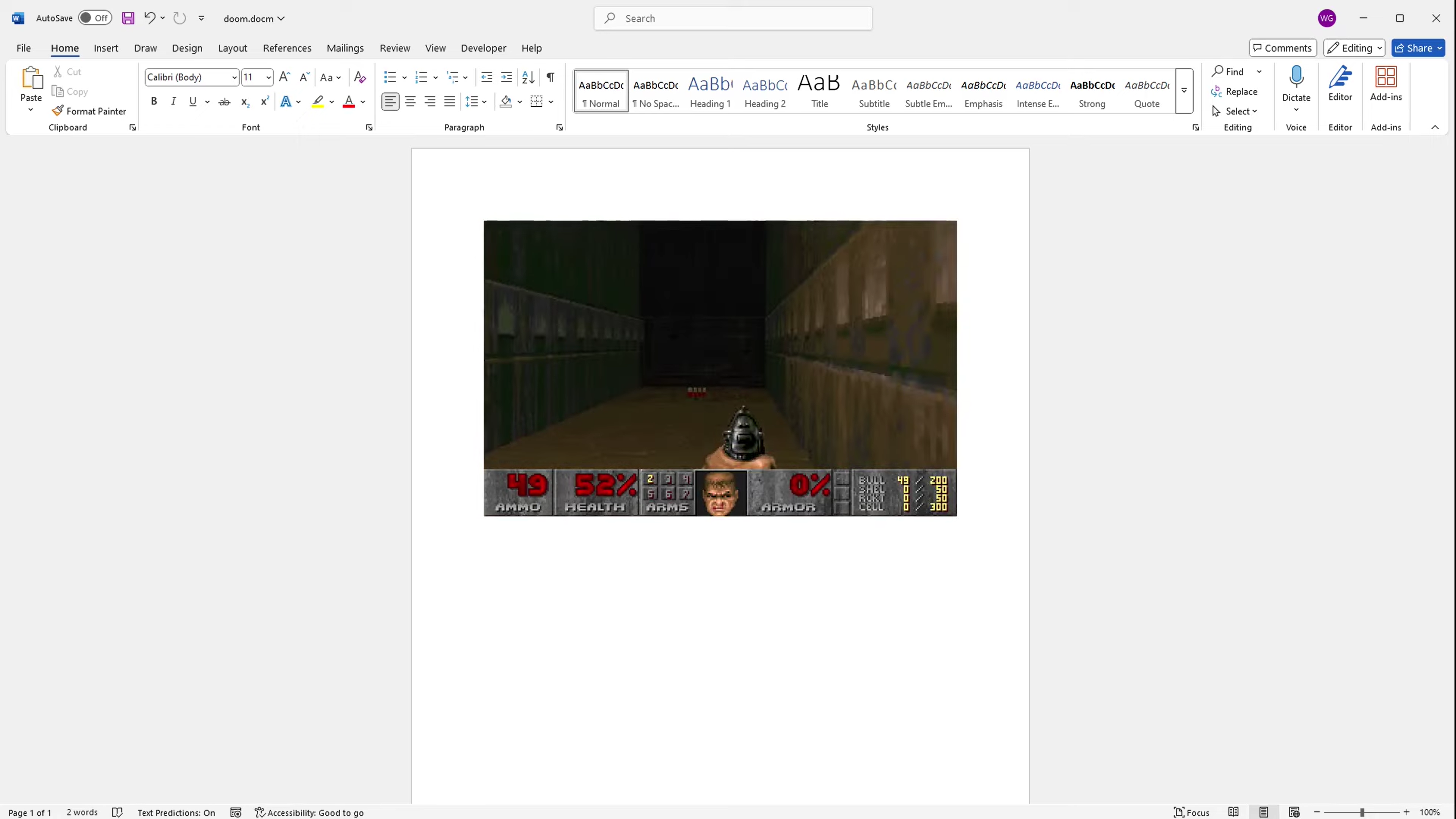 Monster Jagen in Microsoft Word - Doom.docm läuft in aktuellem Word