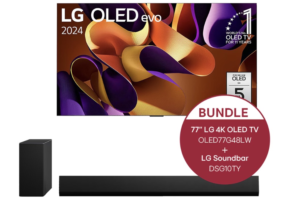 77 Zoll LG G4 OLED mit Dolby-Atmos-Soundbar dank doppeltem Hersteller-Cashback zum Spitzenpreis