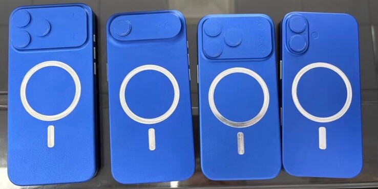 Das iPhone 17 Pro und das iPhone 17 Pro Max sollen ein wesentlich größeres Kameramodul erhalten, wie diese Dummys bereits visualisieren. (Bildquelle: @MajinBuOfficial)