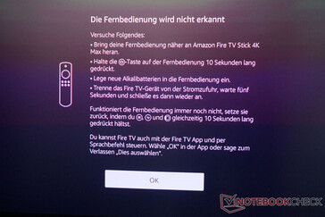 Eine immer wiederkehrende Fehlermeldung: Die Lautstärke konnte im Test nicht per Fire-TV-Fernbedienung eingestellt werden.