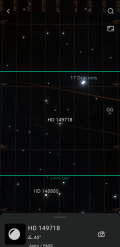 Öffnet man in der App das Astro-Menü wird der Weltraum mit seinen Hot Spots gezeigt (Bildquelle: Screenshot Marc Zander / Notebookcheck)