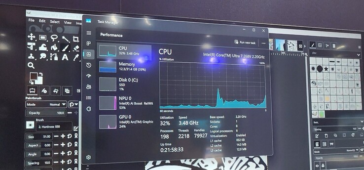 Der Task Manager enthüllt die wichtigsten Specs des Intel Core Ultra 7 268V. (Bild: Wccftech)