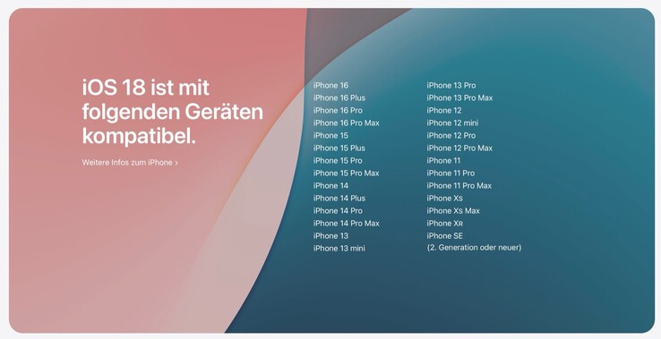 Die Liste der kompatiblen iPhones soll sich mit dem Release von iOS 19 nicht ändern. (Bildquelle: Apple)