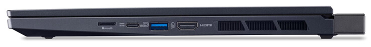 Rechte Seite: Speicherkartenleser (MicroSD), USB 3.2 Gen 2 (USB-C; Power Delivery, DP Alt-Mode), USB 3.2 Gen 2 (USB-A), HDMI