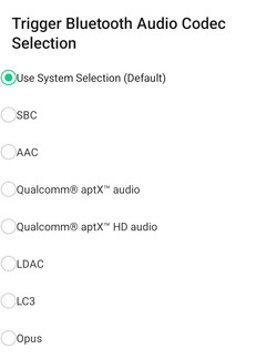 Verfügbare Bluetooth-Audio-Codecs