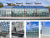 Vier separate Räume mit unterschiedlichem Bedeckungsgrad mit transparenten Solarpanels kamen zum Einsatz. (Bildquelle: Murdoch University)