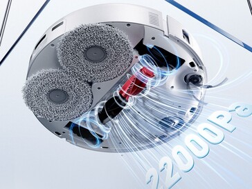 Für die feuchte Reinigung kommen rotierende Wischmopps zum Einsatz (Bildquelle: Roborock)