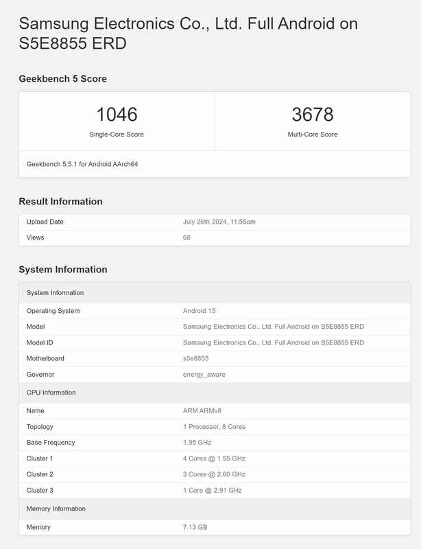 Der Exynos 1580 zeigt sich in einem frühen Geekbench-Leak und deutet auf höhere Galaxy A56 Performance.