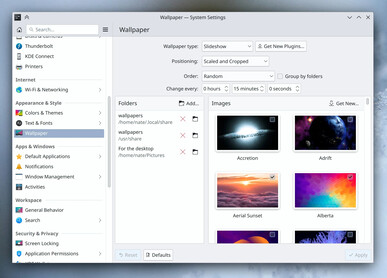 Auswahl des Hintergrundbildes in den KDE-Systemeinstellungen (Quelle: Nate/KDE)