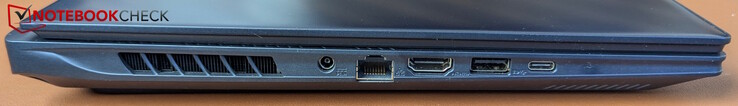 Links: Strom, LAN, HDMI 2.1, USB-A 3.2 Gen2, USB-C mit Thunderbolt 5 (PD 3.0, DP 2.1, USB 4)