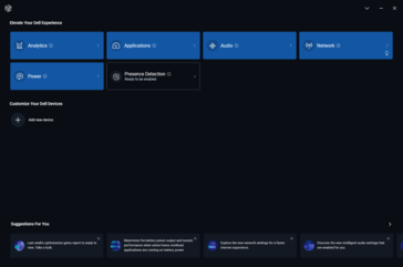 Dell Optimizer Startbildschirm