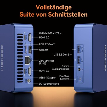 Es sind zahlreiche, moderne Anschlüsse vorhanden (Bildquelle: Geekom)