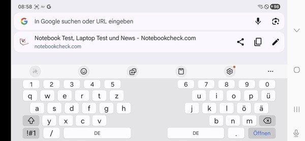 Tastatur im Querformat