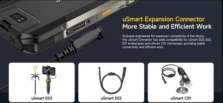 Über einen speziellen Anschluss lassen sich Zubehörteile anbinden (Bildquelle: Ulefone)