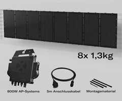 Balkonkraftwerk mit flexiblen Solarmodulen und Wechselrichter AP-Systems zum Bestpreis (Bildquelle: WeDoSolar, bearbeitet)