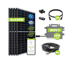 Balkonkraftwerk mit drosselbarem Mikro-Wechselrichter und vier Solarmodulen (Bild: Ja Solar, Deye, Greensun Germany - bearbeitet)