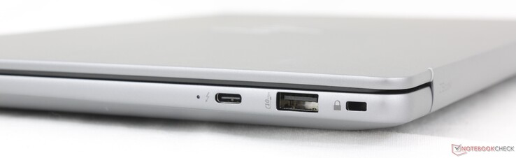 Rechts: USB-C (40 Gbps) Thunderbolt 4 mit DisplayPort 2.1 + Power Delivery, USB-A (10 Gbps), Security lock
