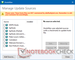 HostsMan unterstützt mehrere Quellen zum Editieren der Hosts-Datei