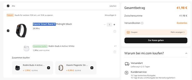 Für den Deal müssen noch die Redmi Buds 4 Active zusätzlich ausgewählt werden