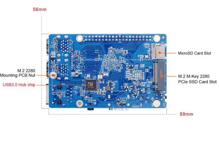 Die SSD wird auf der Rückseite montiert (Bildquelle: Orange Pi)