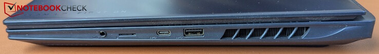 Rechts: USB-A 3.2 Gen2, USB-C mit Thunderbolt 4 (PD 3.0, DP 1.4, USB 4), Micro SD Reader, Headset-Klinke