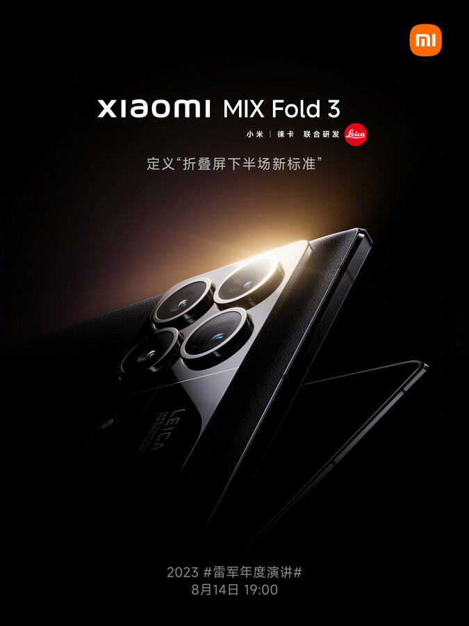 Das erste offizielle Teaserposter zum Xiaomi Mix Fold 3 zeigt bereits die Leica Quad-Cam.