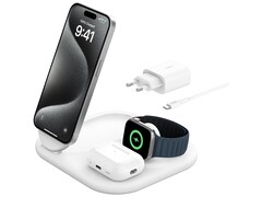 Die neue Ladestation erlaubt die Aufstellung des Smartphones (Bildquelle: Belkin)