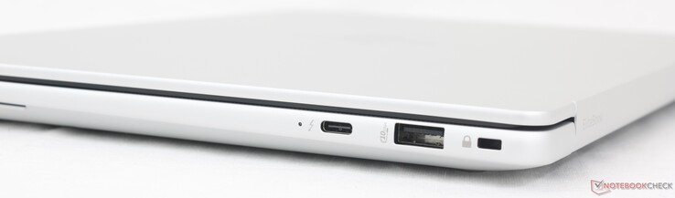 Rechts: USB-C Thunderbolt 4 mit DisplayPort 2.1 + Power Delivery (40 Gbps), USB-A (10 Gbps), Sicherheitsschloss