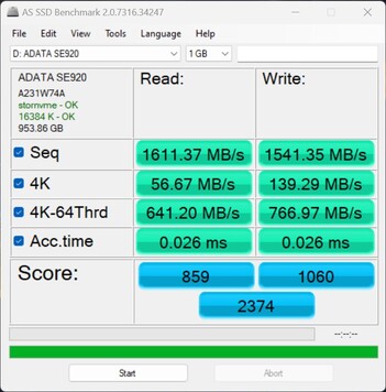 Leistungscheck mit der ADATA SE920 über USB4