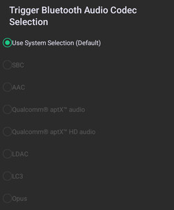 Verfügbare Bluetooth-Audio-Codecs
