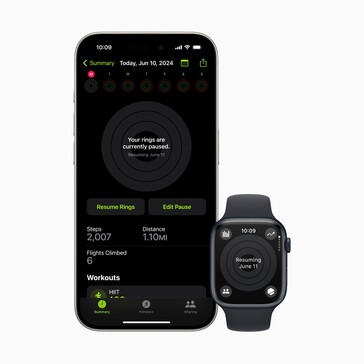 Aktivitäts-Ringe können in watchOS 11 für einen Tag pausiert werden.