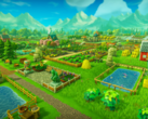 Farm Together 2 erweitert das beliebte Farming-Erlebnis um neue Funktionen wie Terraforming, Städtebau und eine verbesserte Automatisierung. Im Bild: Eine Luftaufnahme einer üppig grünen Farm aus dem Spiel. (Bildquelle: Steam)