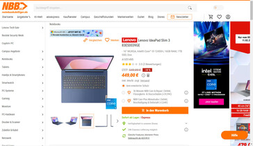 Lenovo IdeaPad Slim 3 16IAH8 für 449 Euro