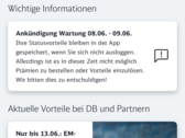 Warnung in der Bahnbonus-App. (Screenshot: Notebookcheck.com)