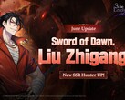 Offizielle Werbegrafik für das Charakterbanner von Sword of Dawn, der den SSR-Jäger Liu Zhigang vorstellt.