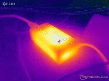 Der Netzadapter erreicht über 42 °C, wenn anspruchsvolle Lasten laufen.