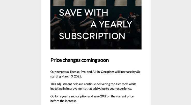Capture One lässt keine Gelegenheit aus, um das Abonnement zu bewerben.