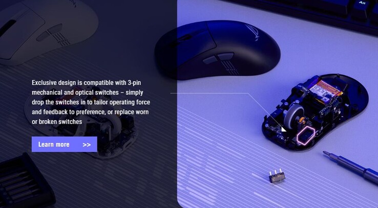 Die Taster lassen sich auswechseln (Bildquelle: Asus)