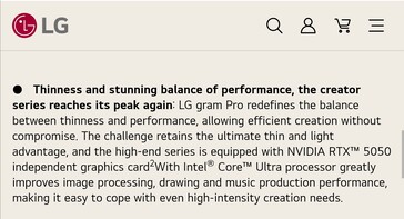 Das LG Gram Pro 16 wird erneut mit einer Nvidia RTX xx50-GPU für anspruchsvolle Workflows ausgestattet sein. (Bildquelle: LG China)