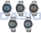 In der oberen Reihe sind (von links nach rechts) die Casio-Modelle OCW-S7000RA-2AJF, OCW-T2600RA-8AJF und OCW-S7000RA-5AJF zu sehen. In der unteren Reihe befinden sich (ebenfalls von links nach rechts) die Casio-Uhren OCW-S400RA-3AJF und OCW-S400RA-2AJF. (Bildquelle: Casio)