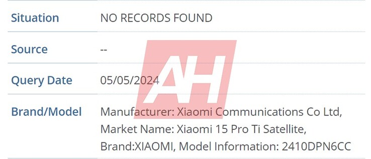 Das Xiaomi 15 Pro Ti Satellite taucht erstmals in einer Launchdatenbank auf, bleibt aber auf China beschränkt.
