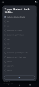 Verfügbare Bluetooth-Audio-Codecs