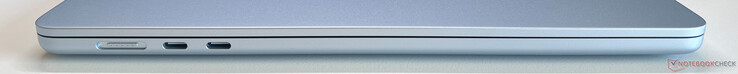 Links: MagSafe, 2x USB-C mit Thunderbolt 4 (40 GBit/s, DisplayPort 1.4, Power Delivery)