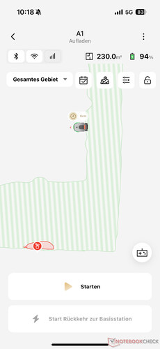Detailansicht - App im Dreame A1 Mähroboter ohne Begrenzungsdraht Test
